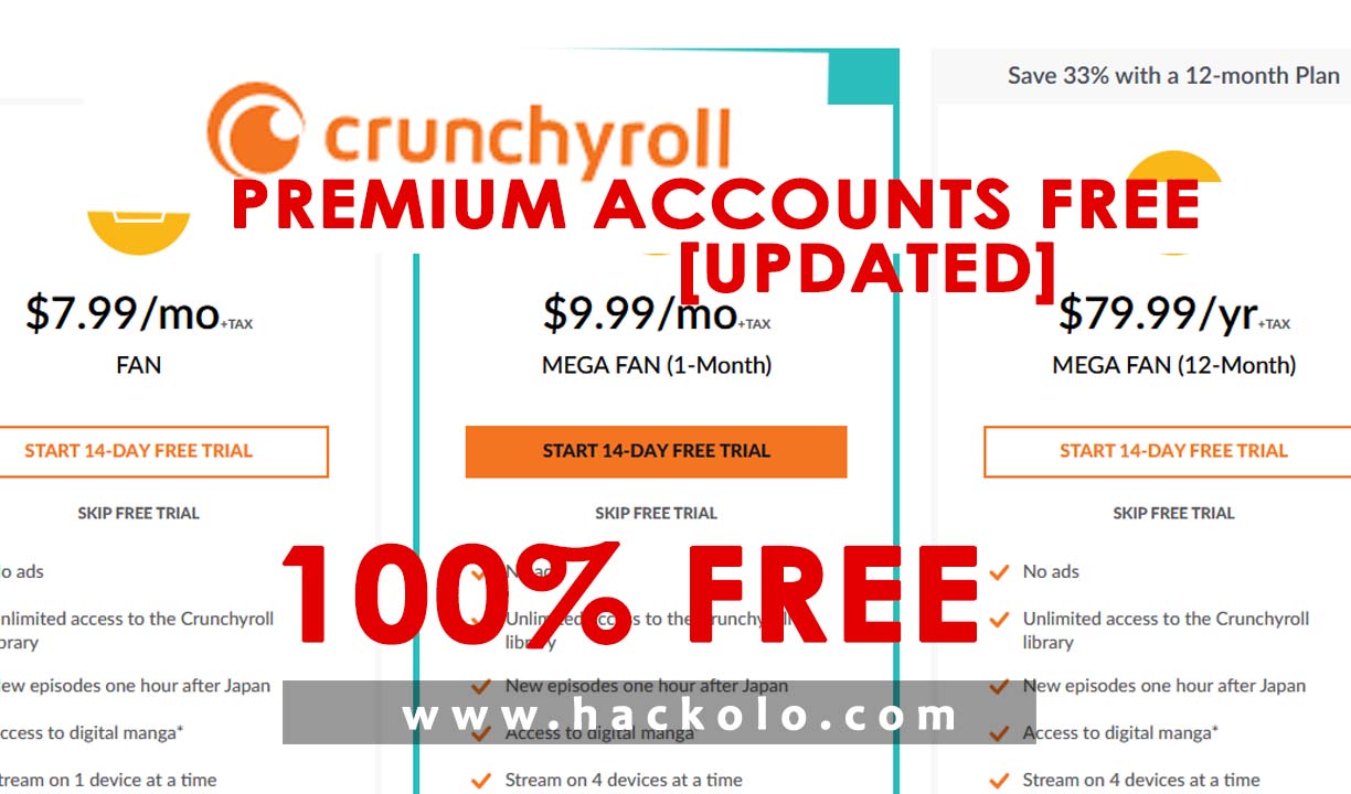 Method Get Free Crunchyroll Premium Accounts 2021